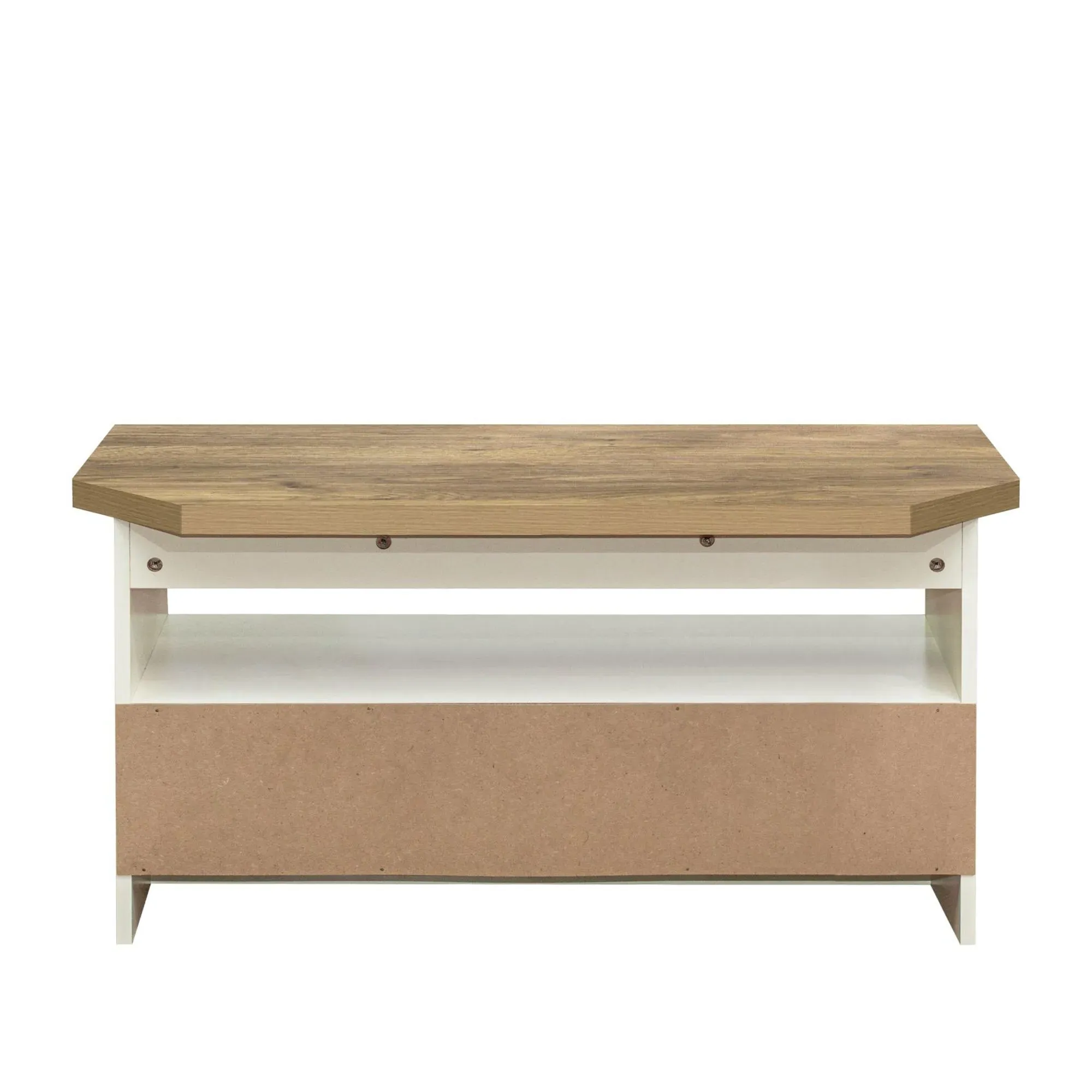 Highgate Corner TV Unit with 2 Drawers - Cream, Oak