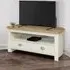 Highgate Corner TV Unit with 2 Drawers - Cream, Oak