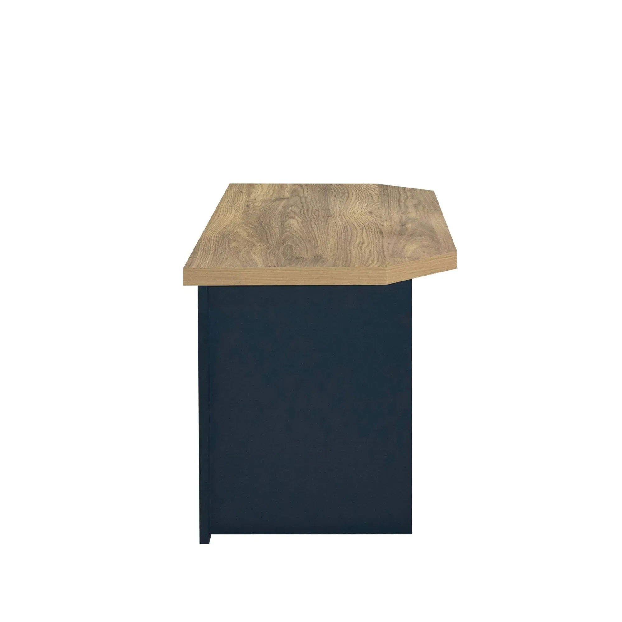 Highgate Corner TV Unit with 2 Drawers - Navy Blue, Oak