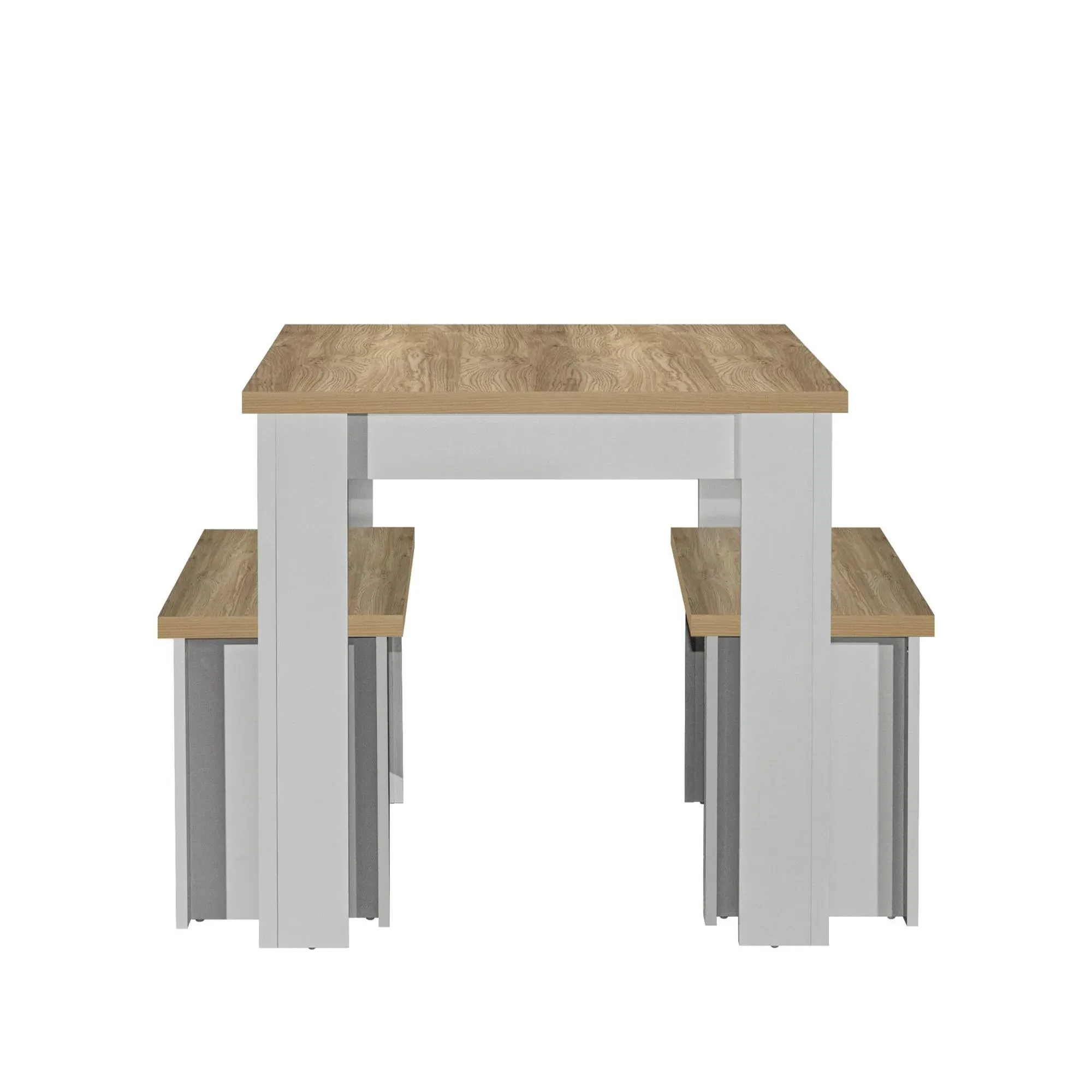 Highgate Dining Set with 2 Benches - Grey, Oak