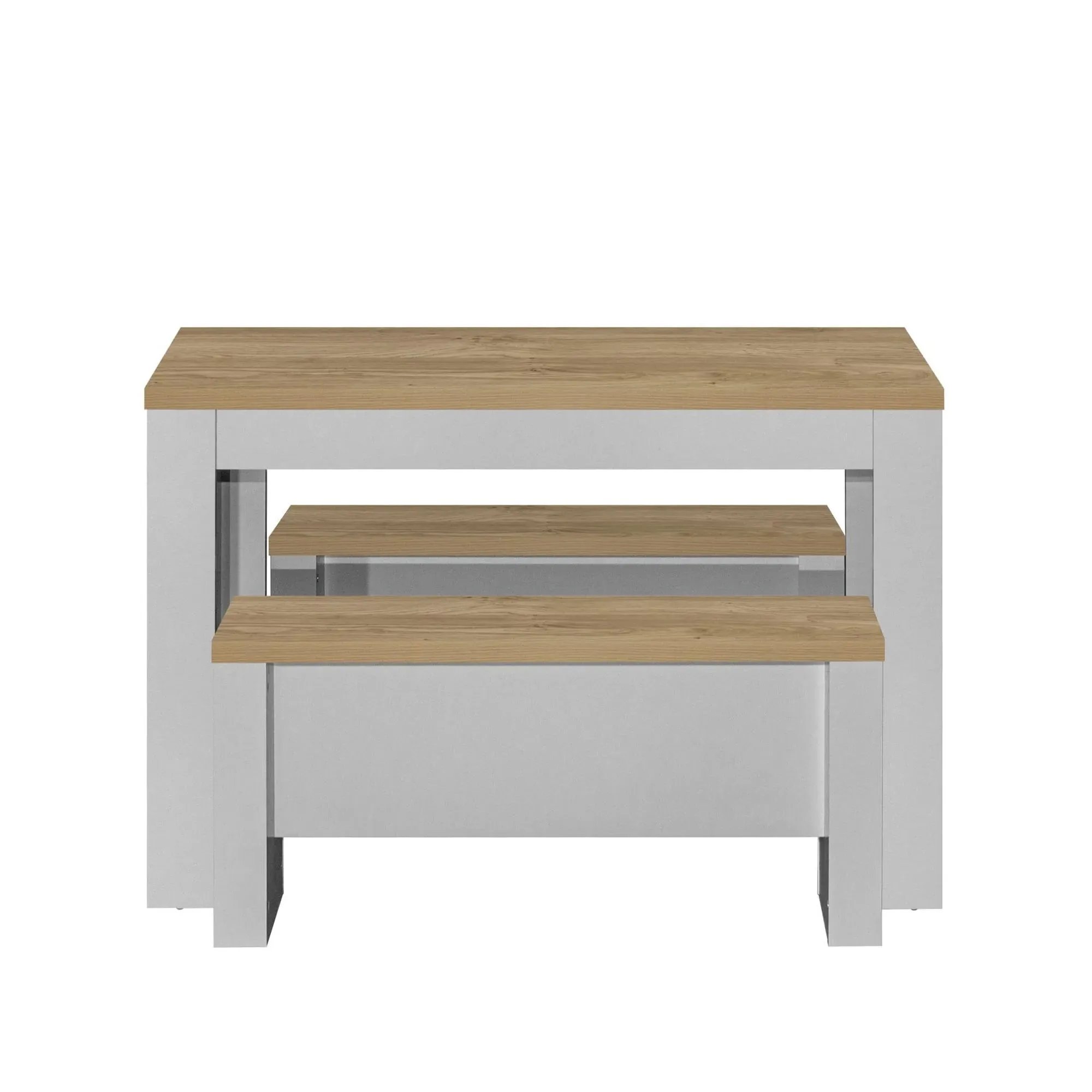 Highgate Dining Set with 2 Benches - Grey, Oak