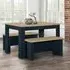 Highgate Dining Set with 2 Benches - Navy Blue, Oak