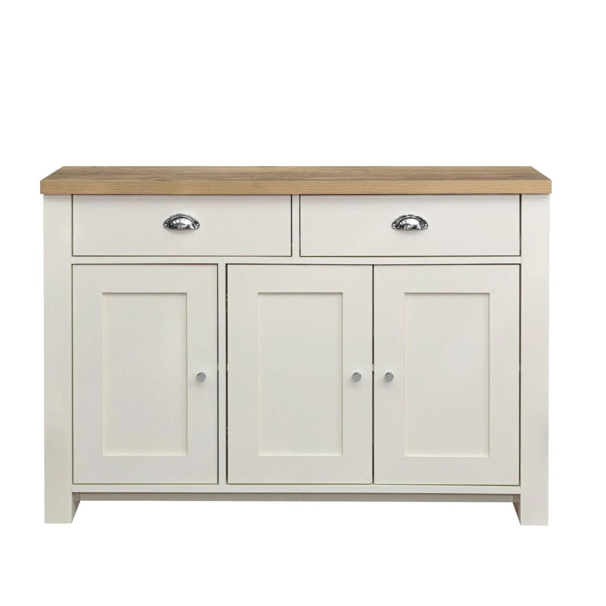 Highgate Medium 3 Door Sideboard - Cream, Oak