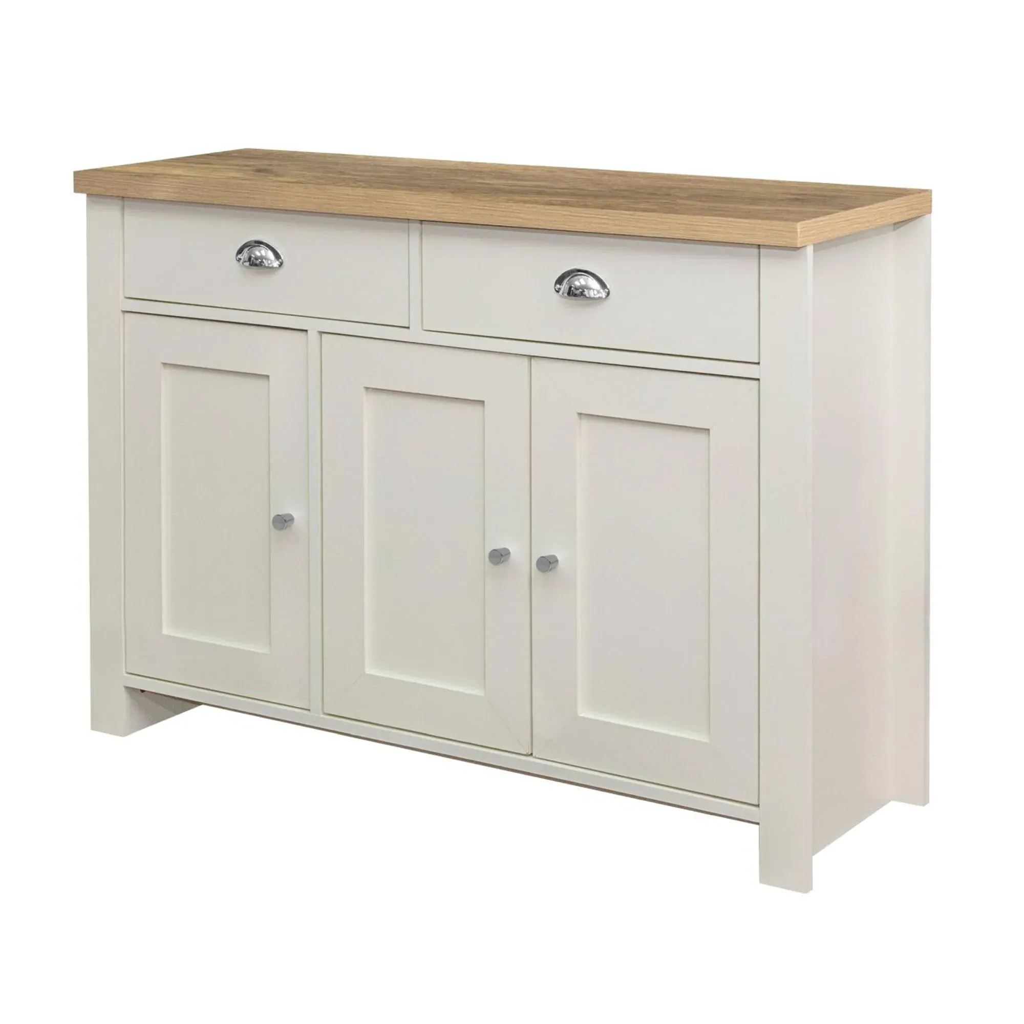 Highgate Medium 3 Door Sideboard - Cream, Oak