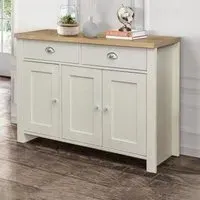 Highgate Medium 3 Door Sideboard - Cream, Oak