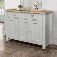 Highgate Medium 3 Door Sideboard - Grey, Oak