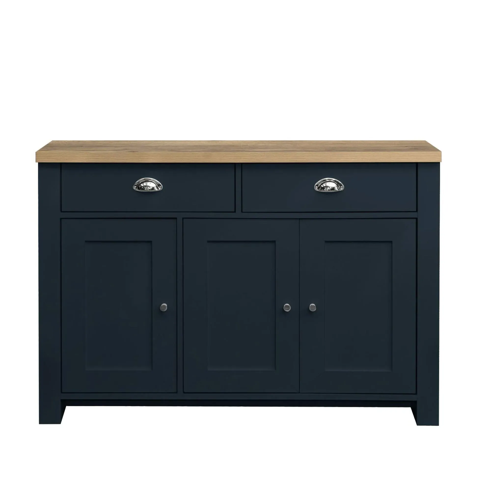 Highgate Medium 3 Door Sideboard - Navy Blue, Oak