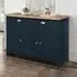 Highgate Medium 3 Door Sideboard - Navy Blue, Oak