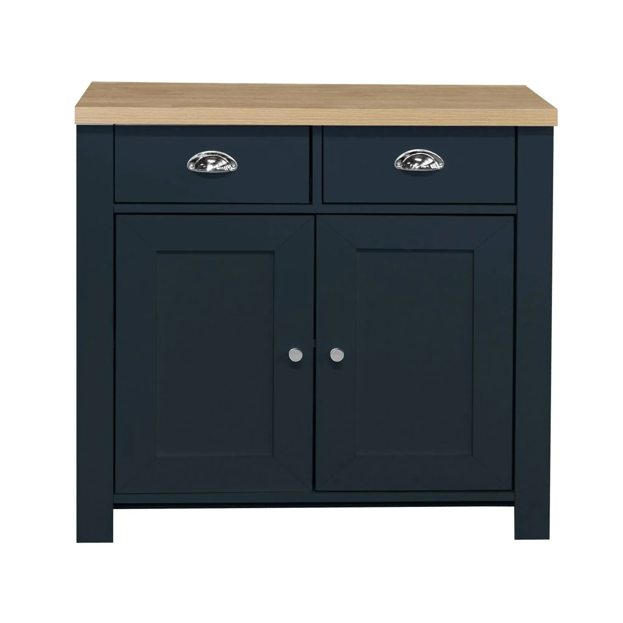 Highgate Small 2 Door Sideboard - Navy Blue, Oak