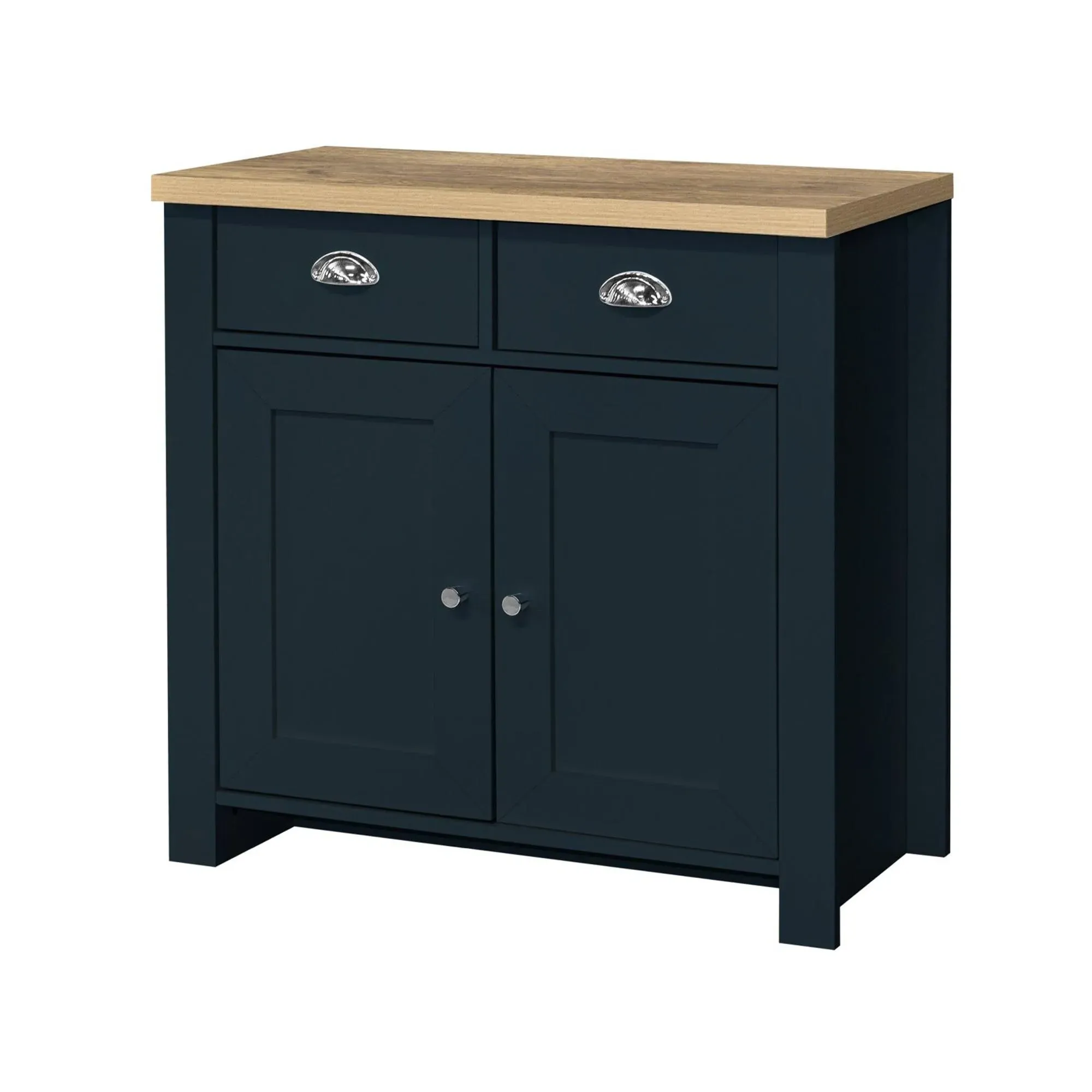 Highgate Small 2 Door Sideboard - Navy Blue, Oak
