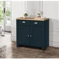 Highgate Small 2 Door Sideboard - Navy Blue, Oak