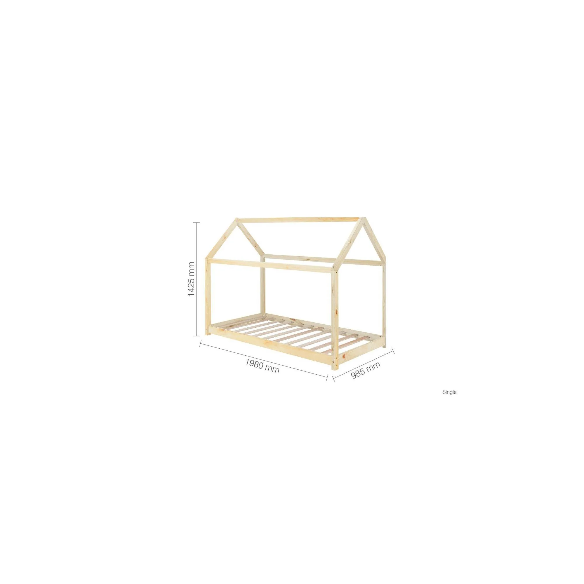 House Single Bed Frame - Pine, Wood