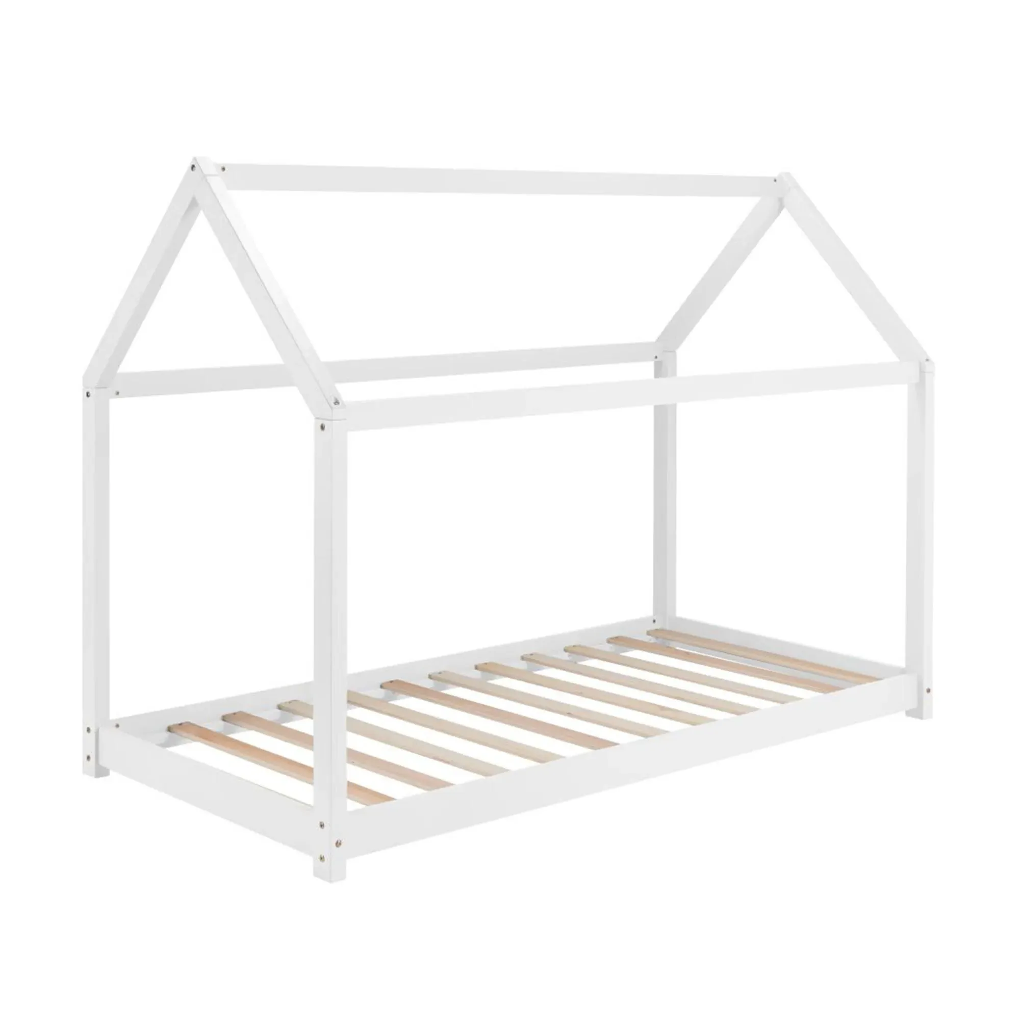 House Single Bed Frame - White, Wood