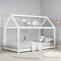 House Single Bed Frame - White, Wood