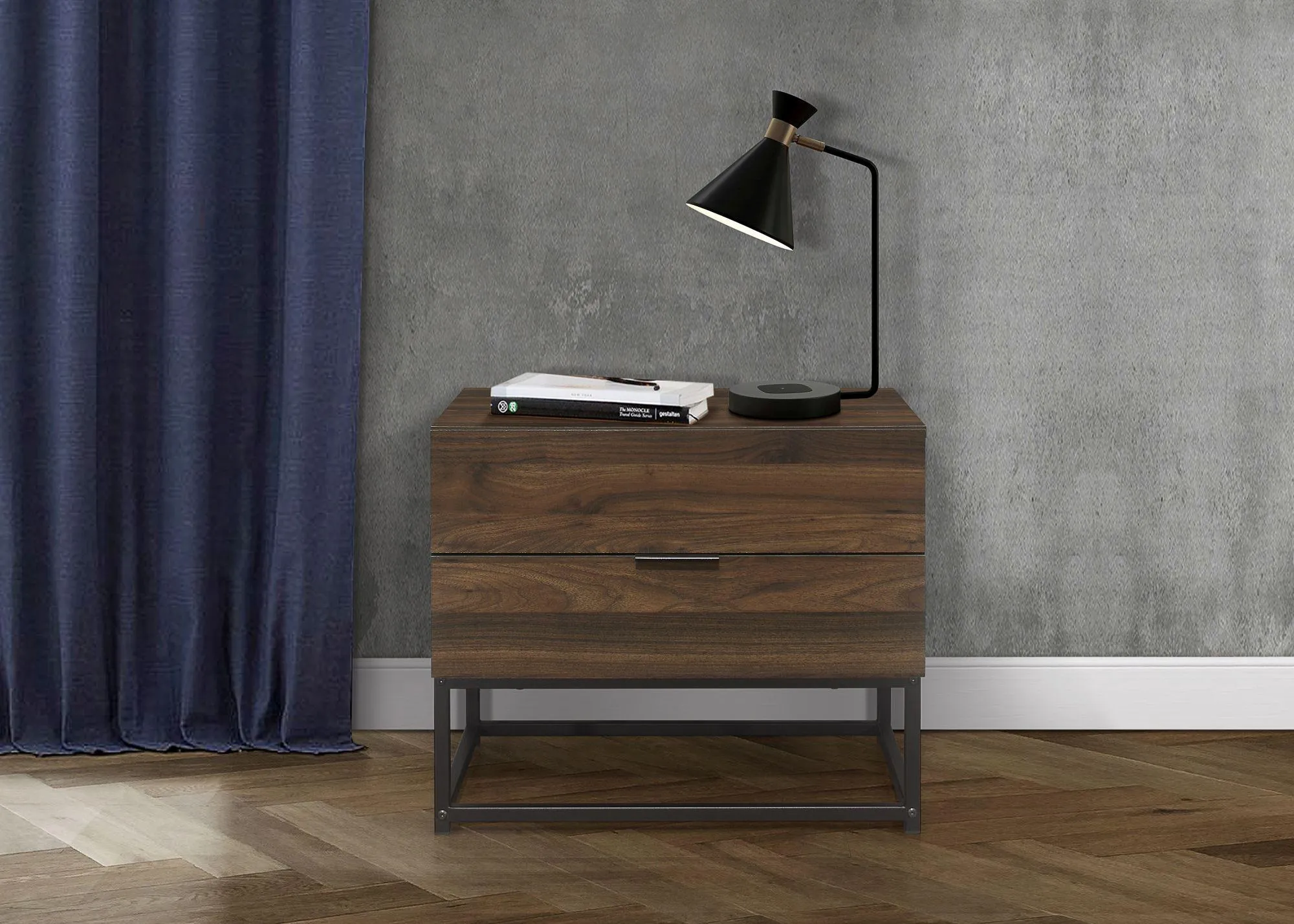 Houston 2 Drawer Bedside Cabinet - Walnut