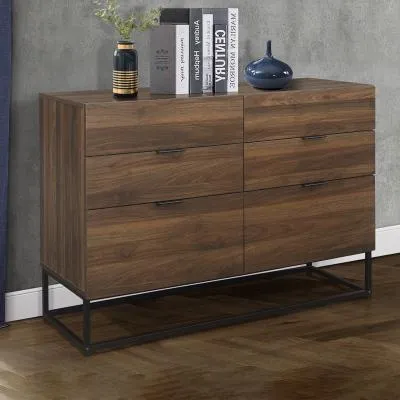 Houston 6 Drawer Wide Chest - Walnut