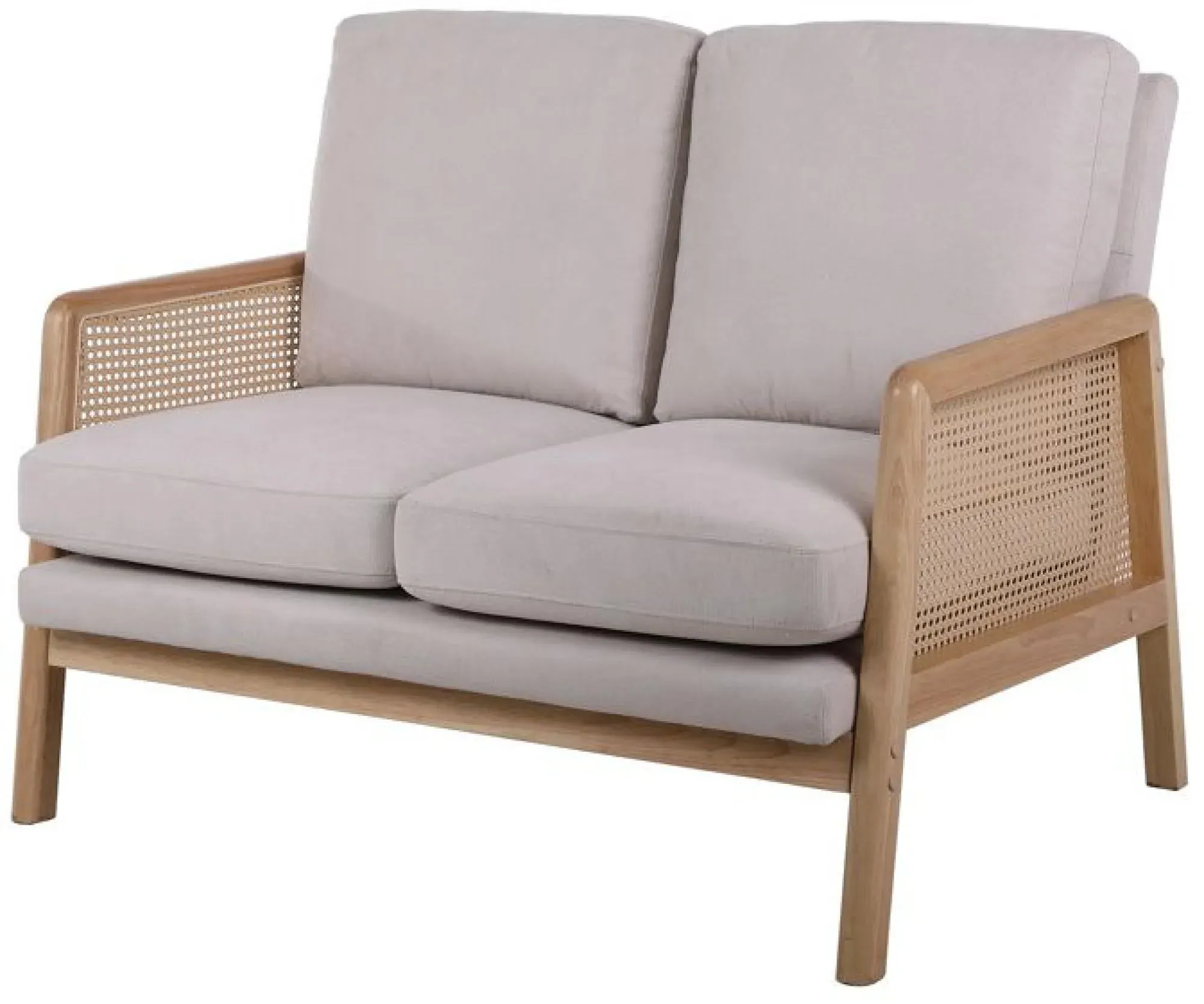 Ida 2-Seater Sofa - Cream, Fabric Rattan