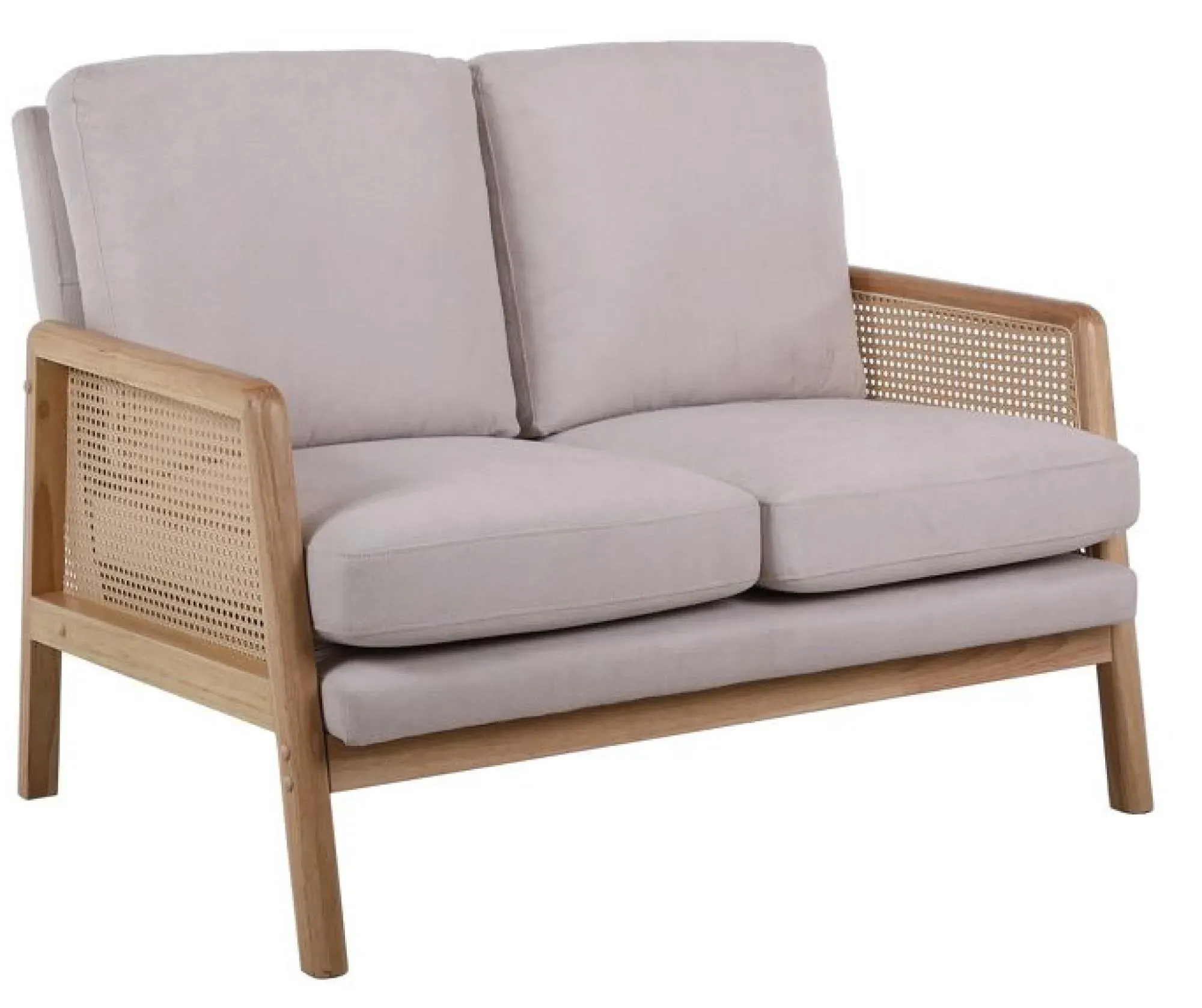 Ida 2-Seater Sofa - Cream, Fabric Rattan