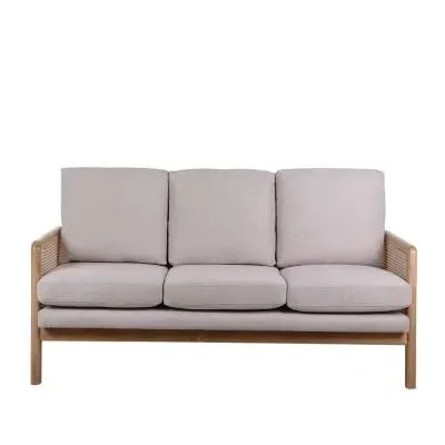 Ida 3-Seater Sofa - Cream, Rattan image
