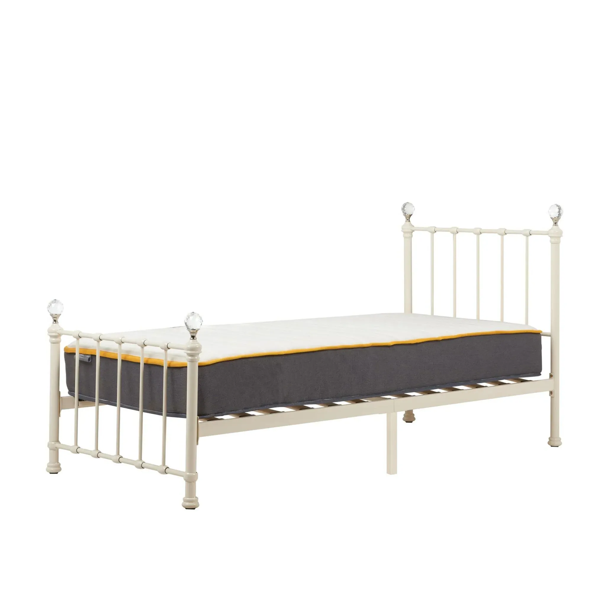 Jessica Single Bed Frame - Cream, Metal