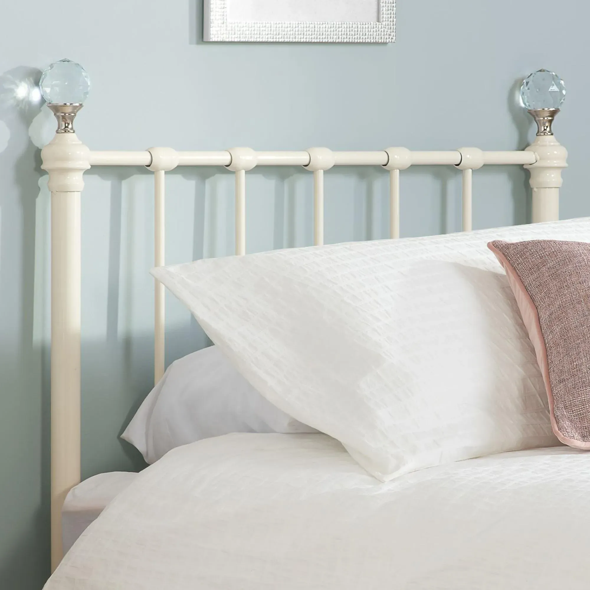 Jessica Single Bed Frame - Cream, Metal