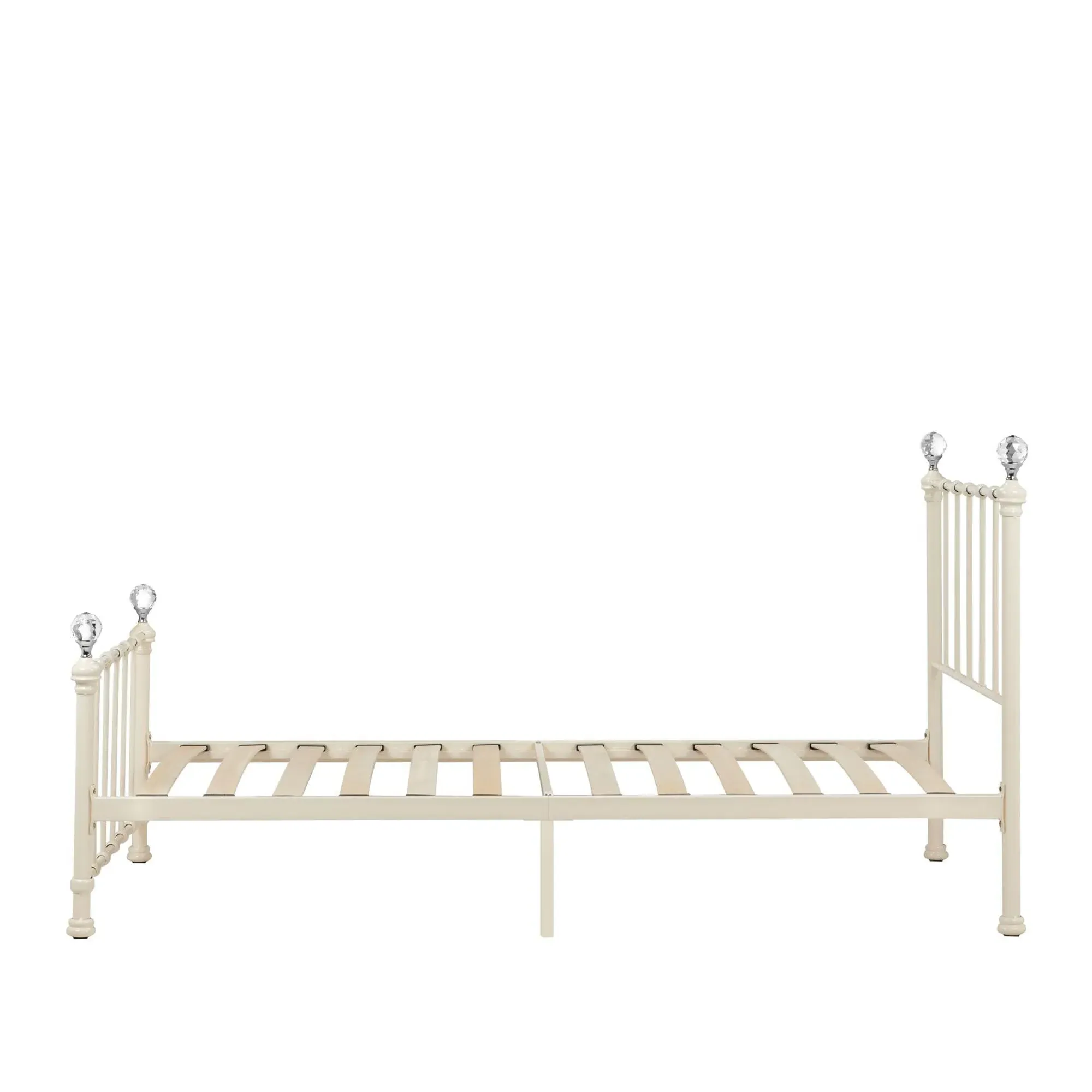 Jessica Single Bed Frame - Cream, Metal