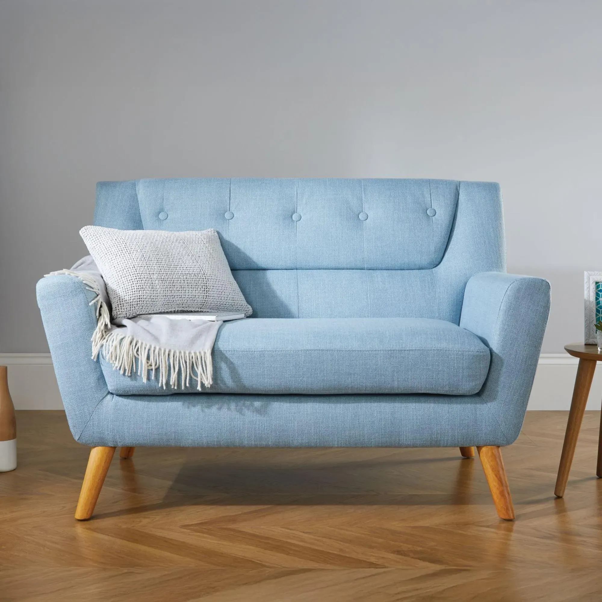 Lambeth 2-Seater Sofa - Duck Egg Blue, Fabric