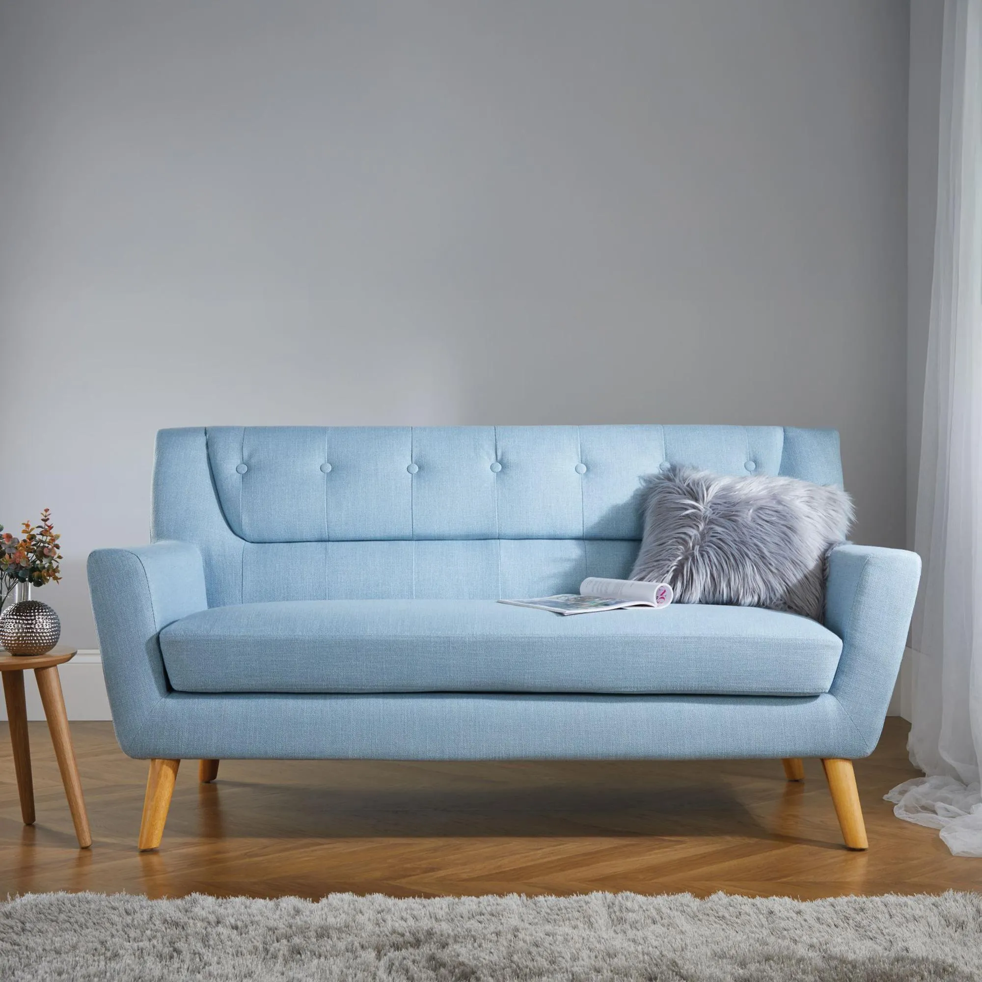 Lambeth 3-Seater Sofa - Duck Egg Blue, Fabric
