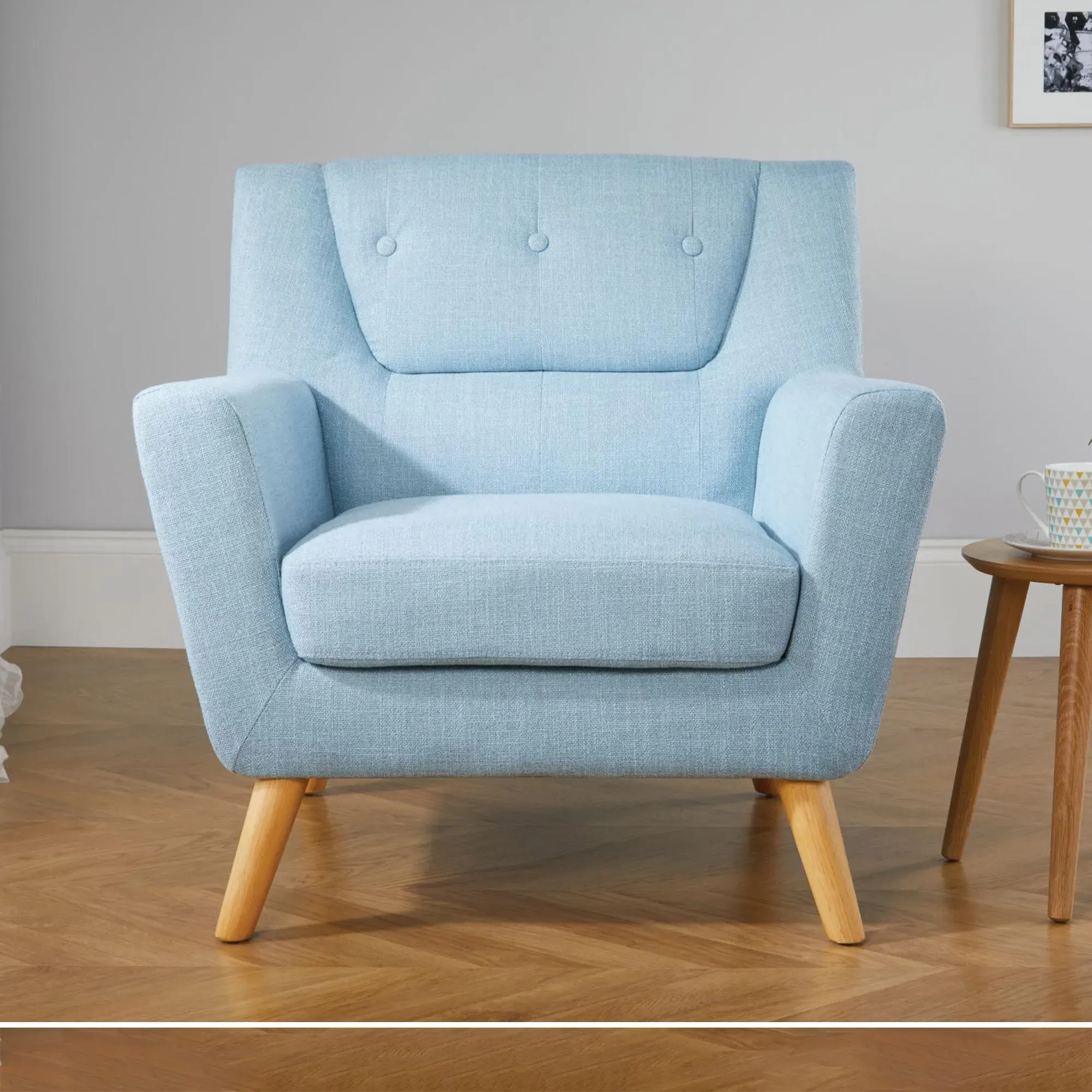 Lambeth Fabric Armchair - Duck Egg Blue