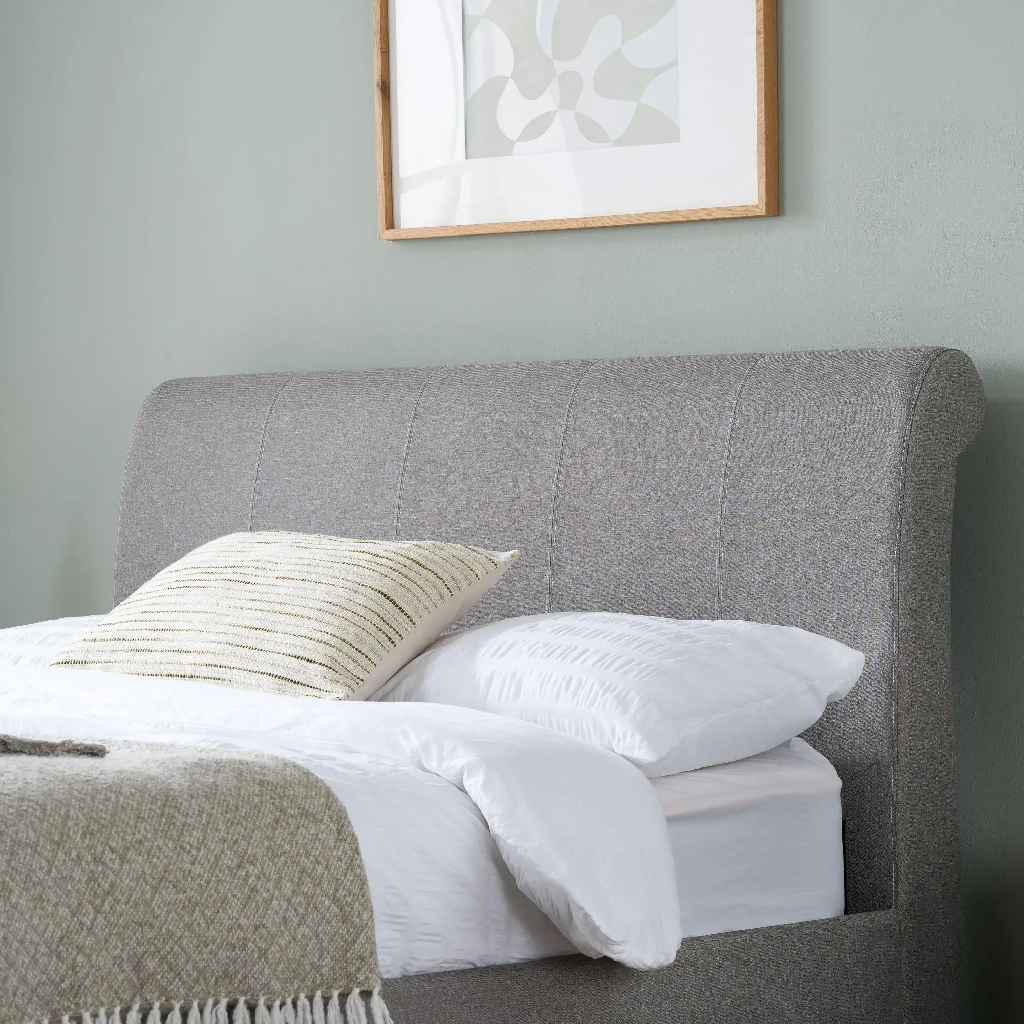 Lancaster Sleigh Bed Frame - Grey, Fabric