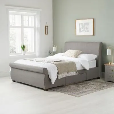 Lancaster Sleigh Bed Frame - Grey, Fabric