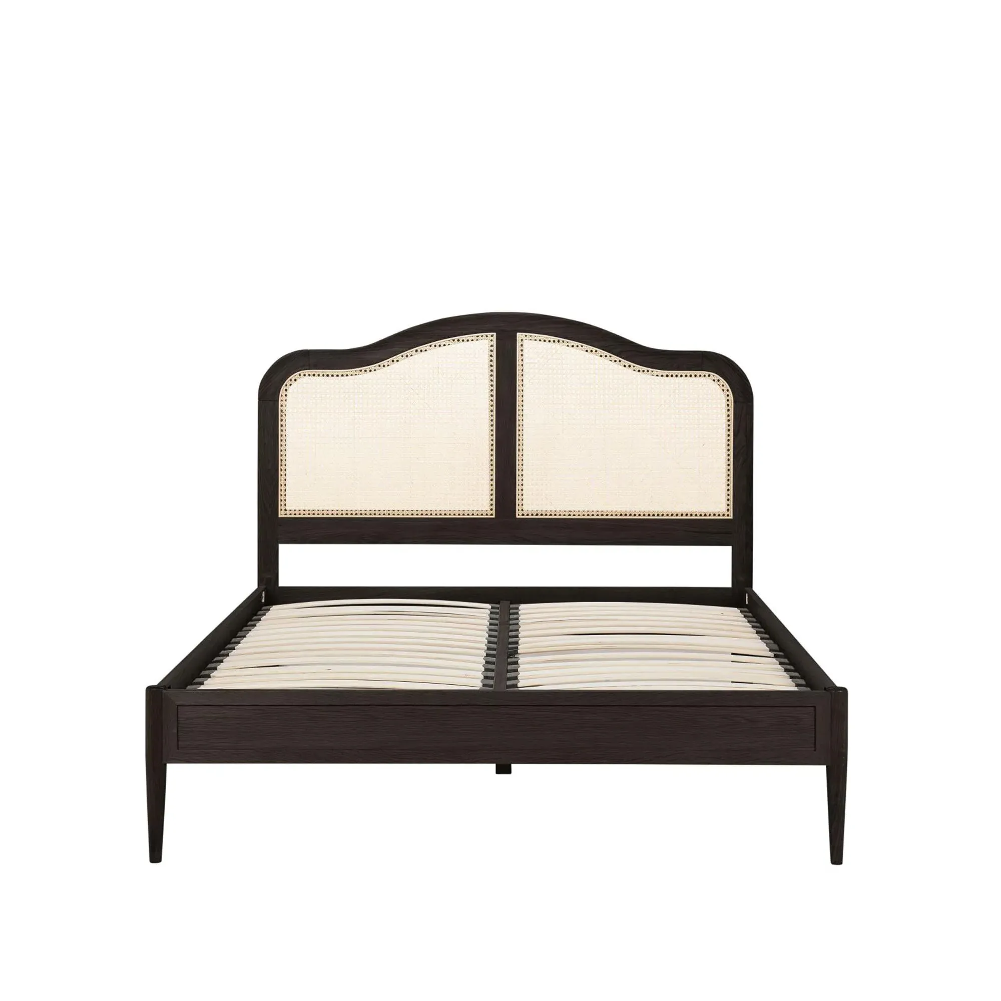Leonie Bed Frame - Black Oak, Rattan