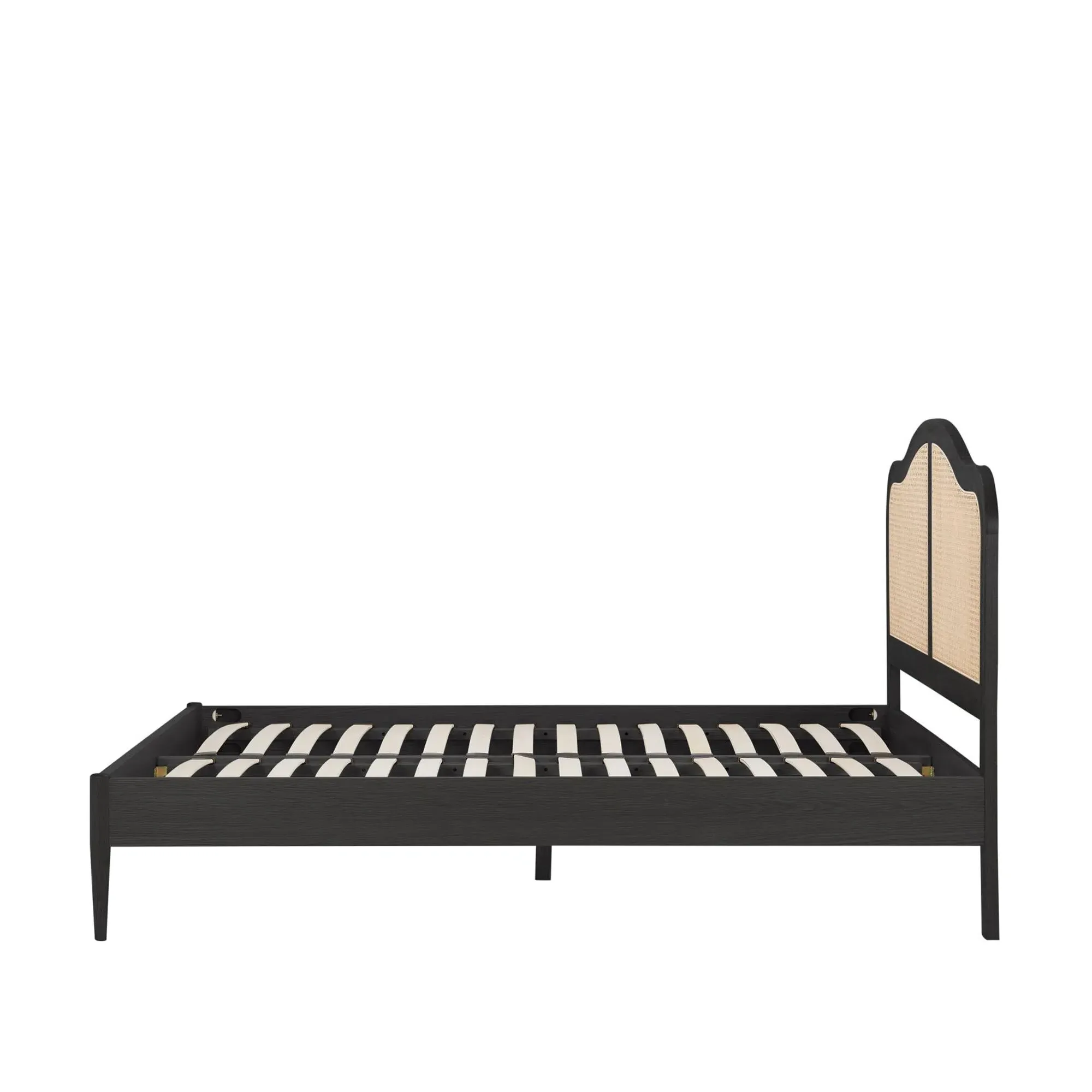 Leonie Bed Frame - Black Oak, Rattan