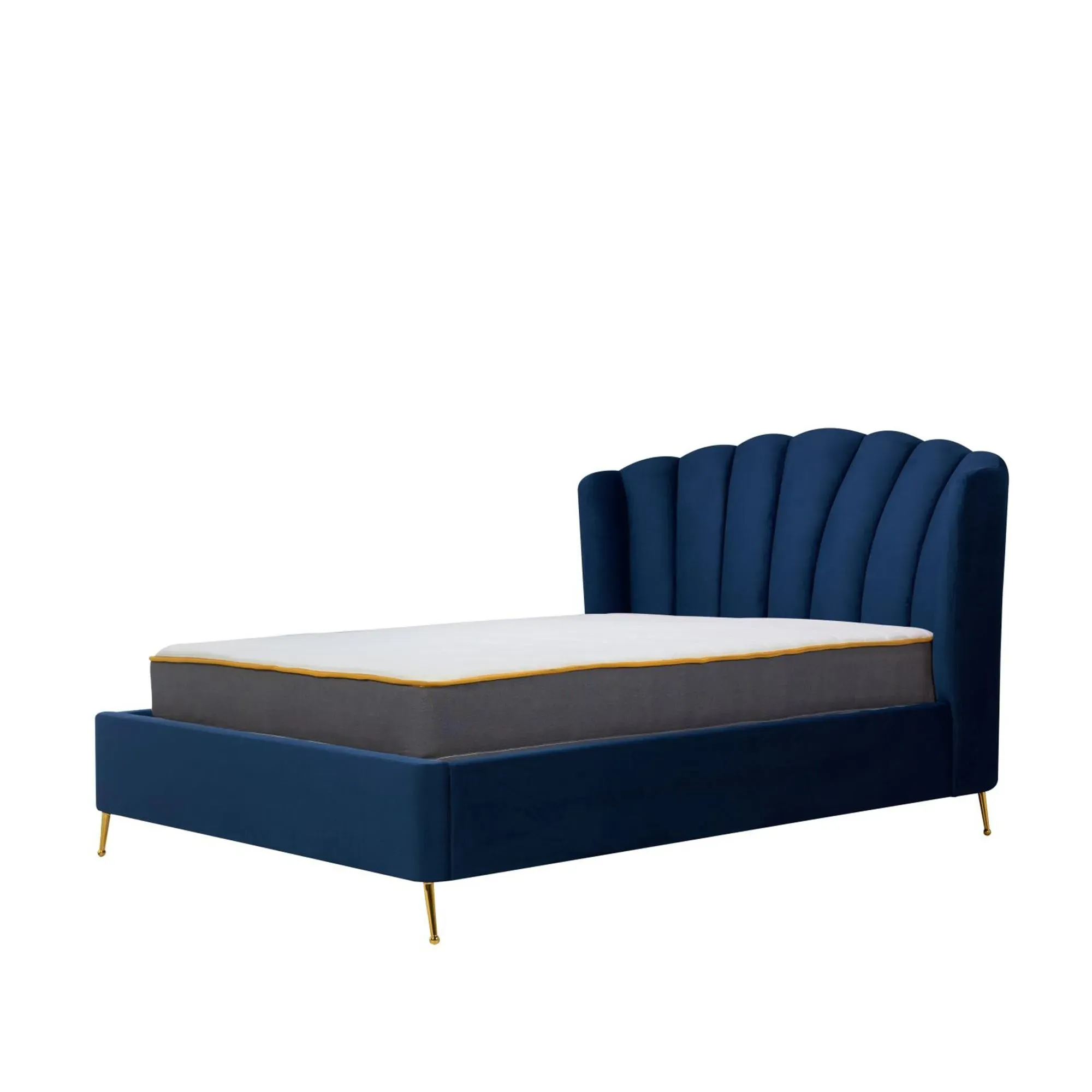 Lottie Ottoman Storage Bed - Midnight Blue, Fabric