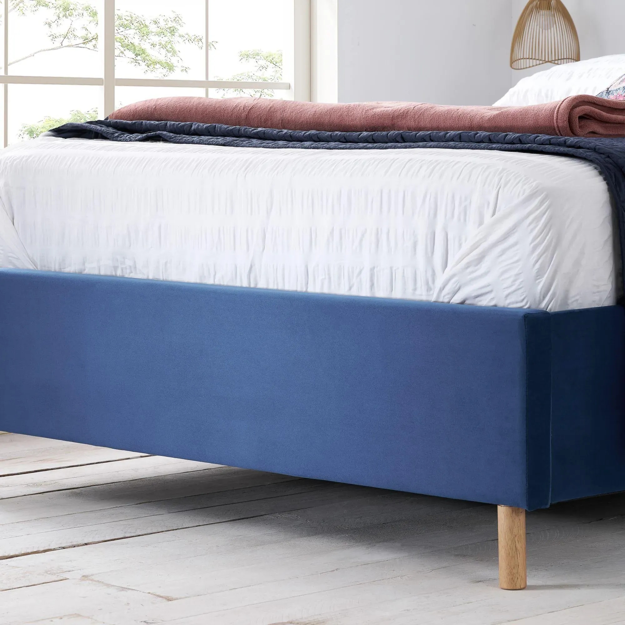 Loxley Ottoman Storage Bed - Blue, Fabric