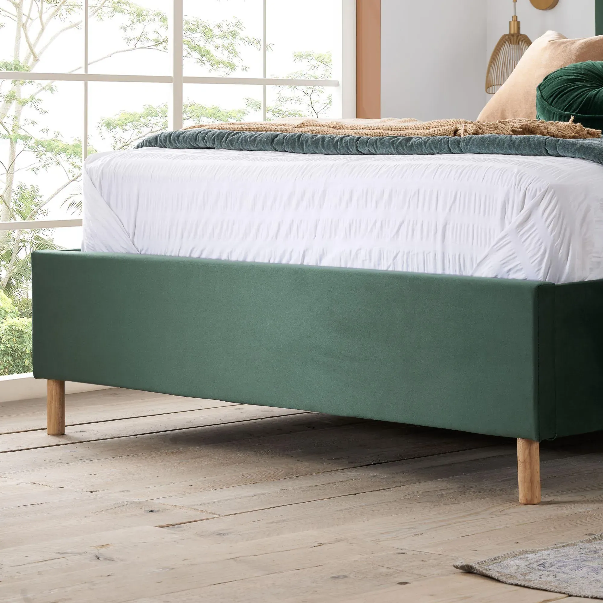 Loxley Ottoman Storage Bed - Green, Fabric