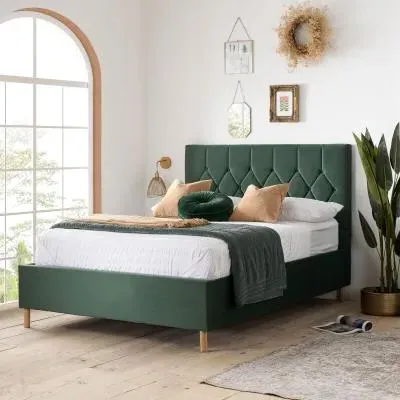 Loxley Ottoman Storage Bed - Green, Fabric