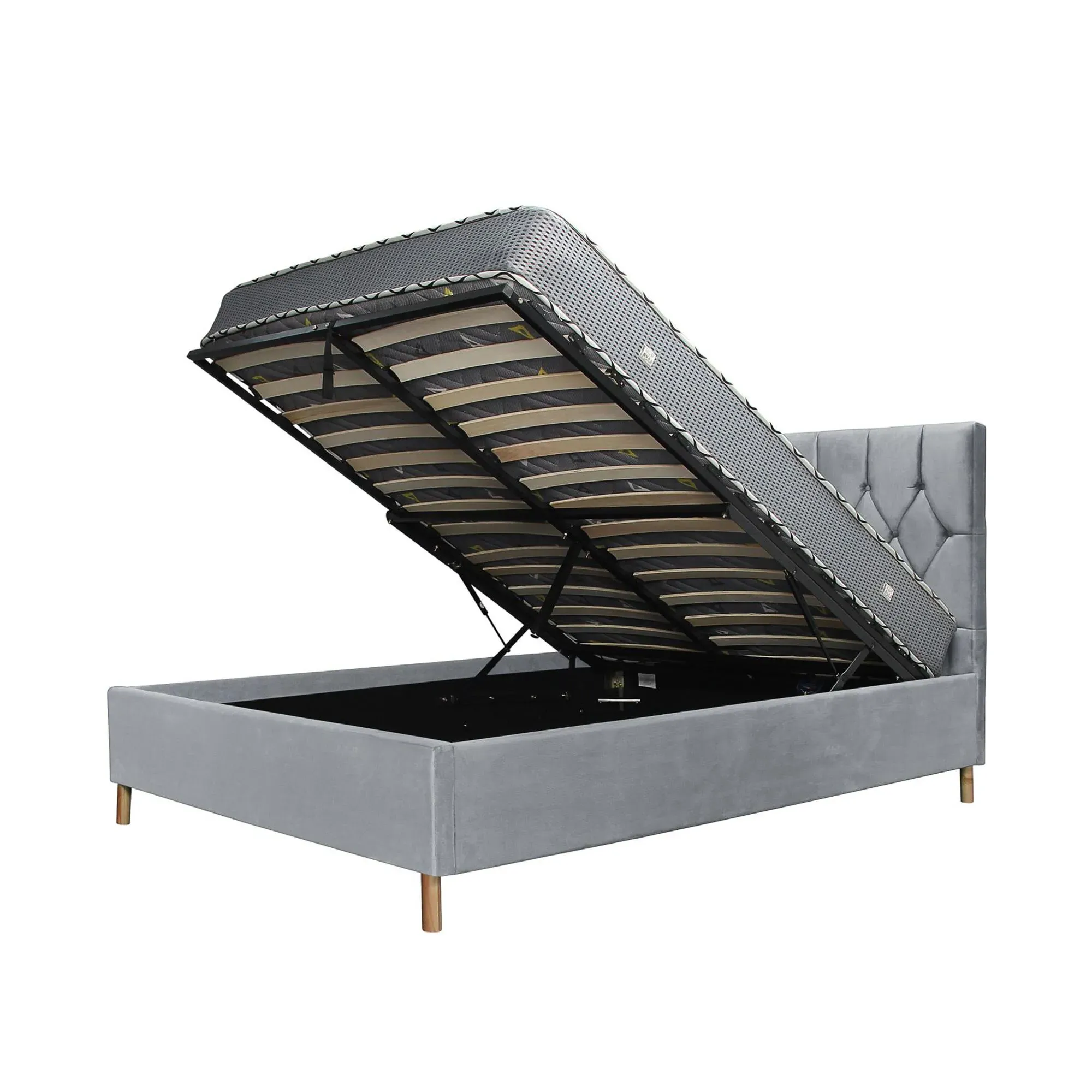 Loxley Ottoman Storage Bed - Grey, Fabric