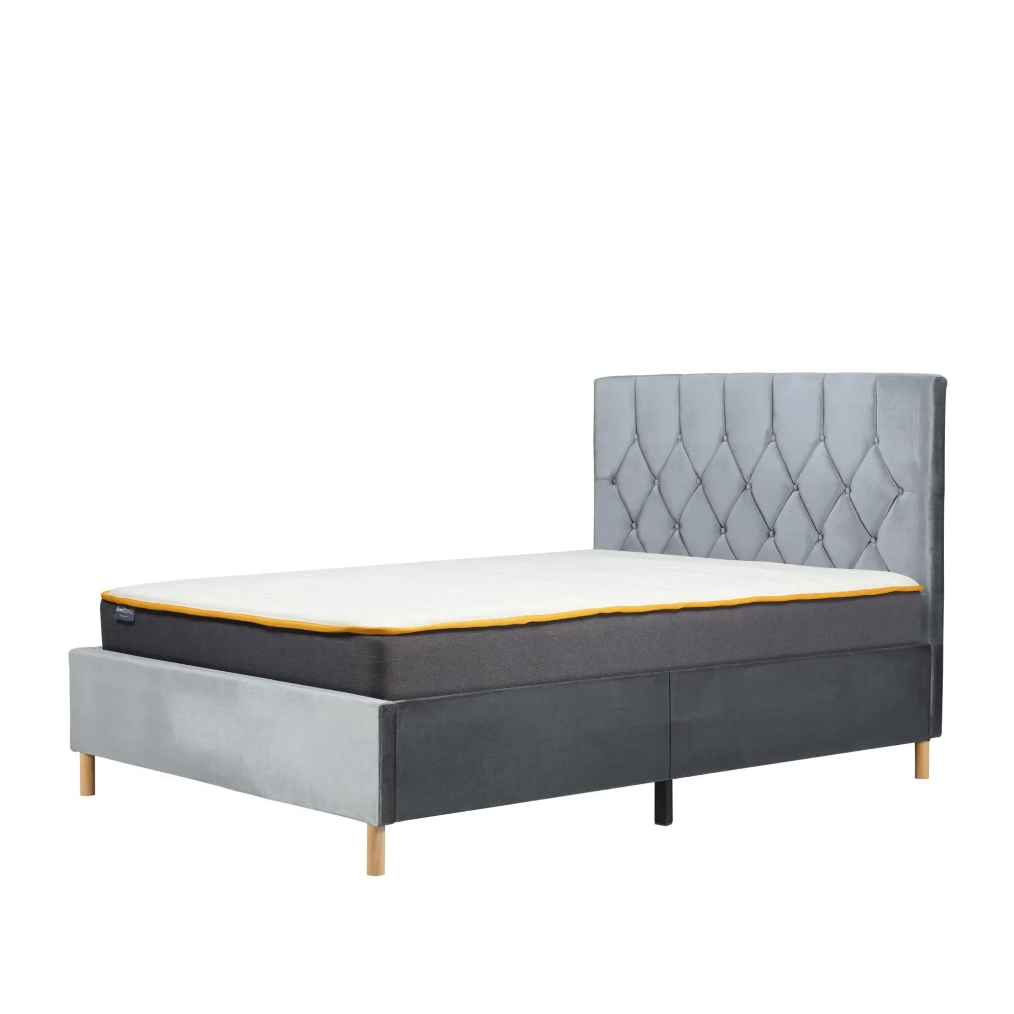 Loxley Quilted Bed Frame - Dark Grey, Fabric
