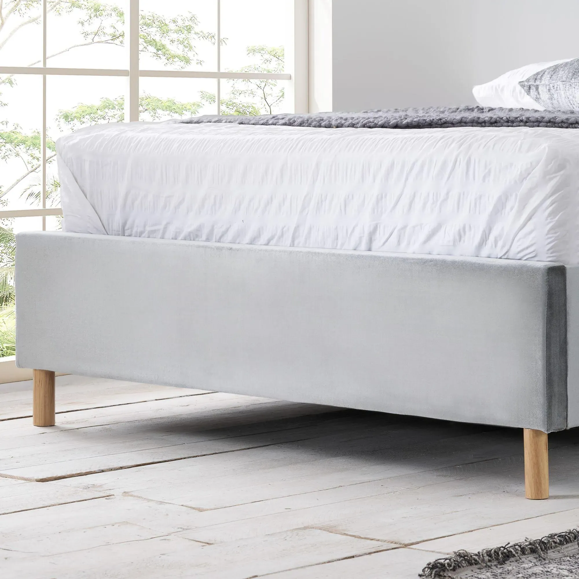 Loxley Quilted Bed Frame - Dark Grey, Fabric