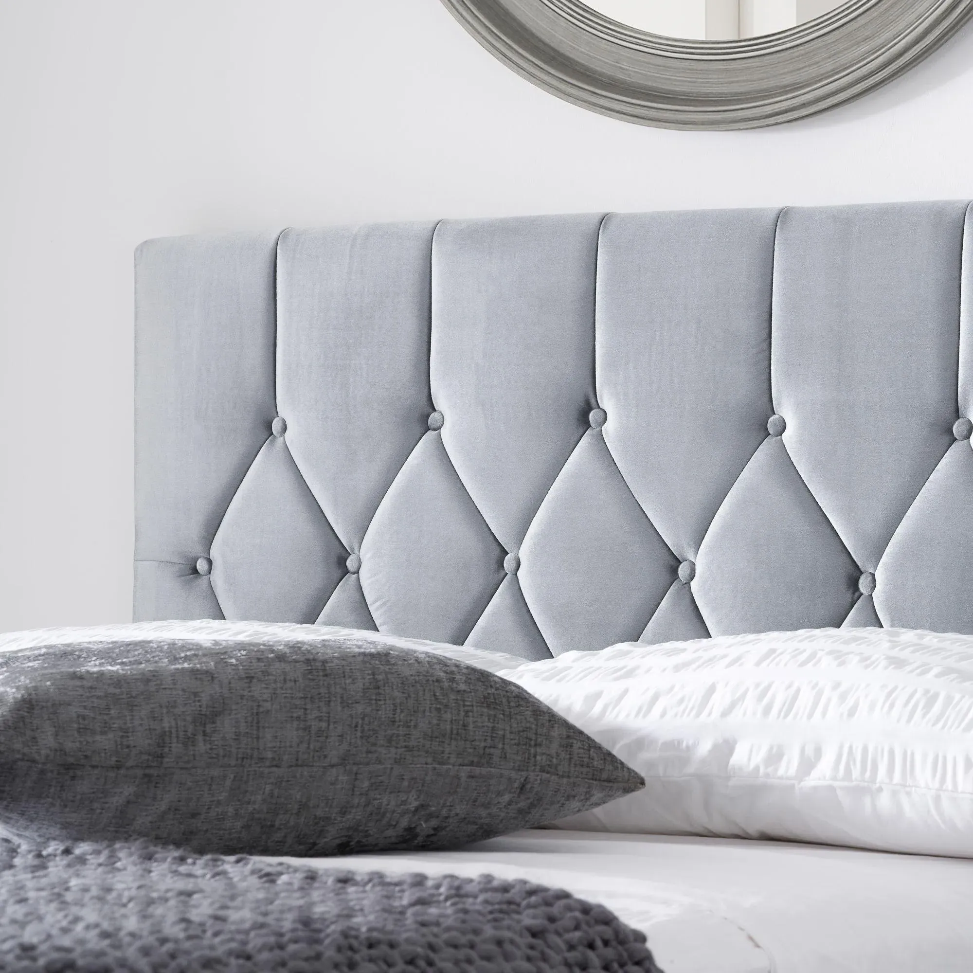 Loxley Quilted Bed Frame - Dark Grey, Fabric