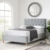 Loxley Quilted Bed Frame - Dark Grey, Fabric