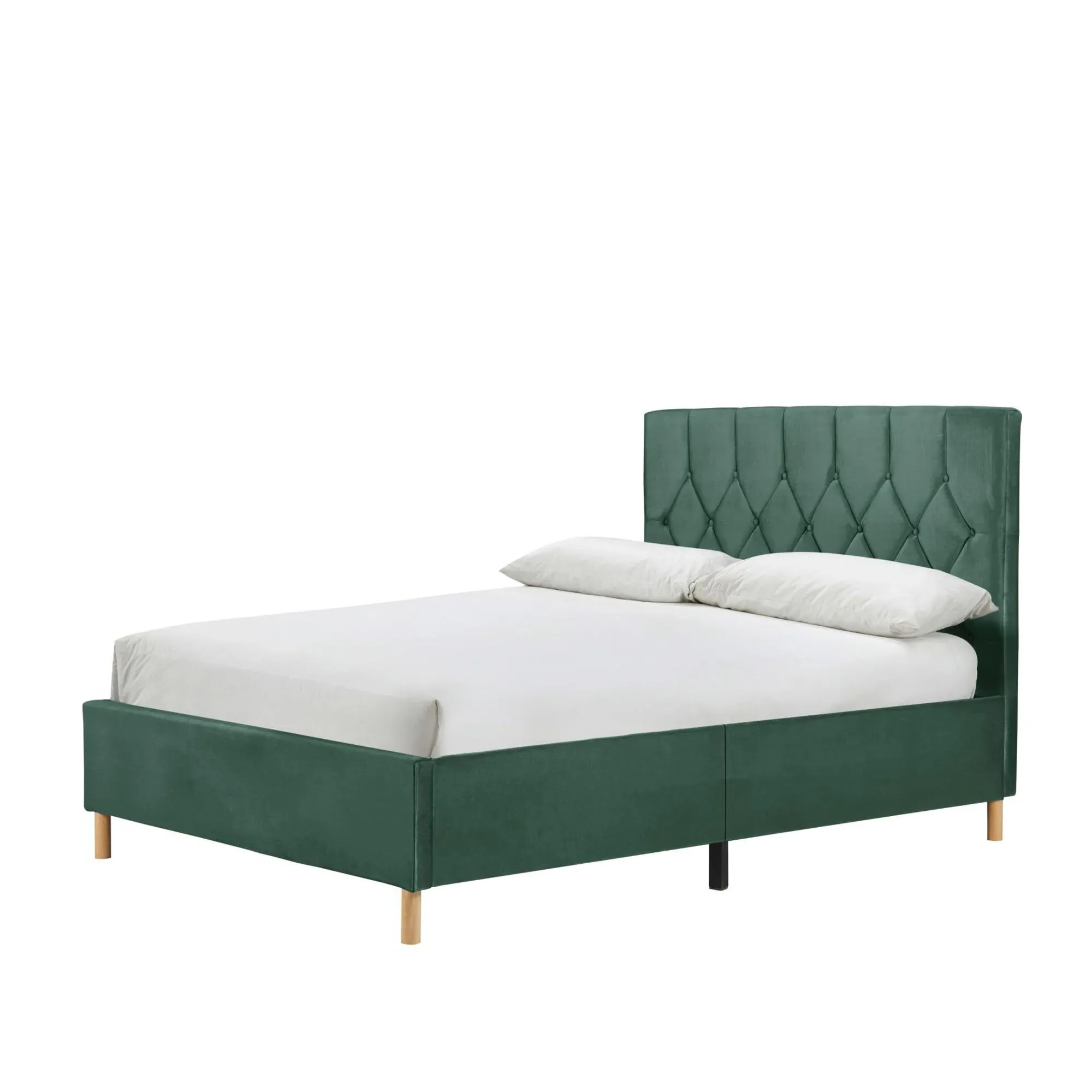Loxley Quilted Bed Frame - Green, Fabric