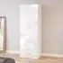 Lynx 2 Door 2 Drawer Double Wardrobe - White, High Gloss
