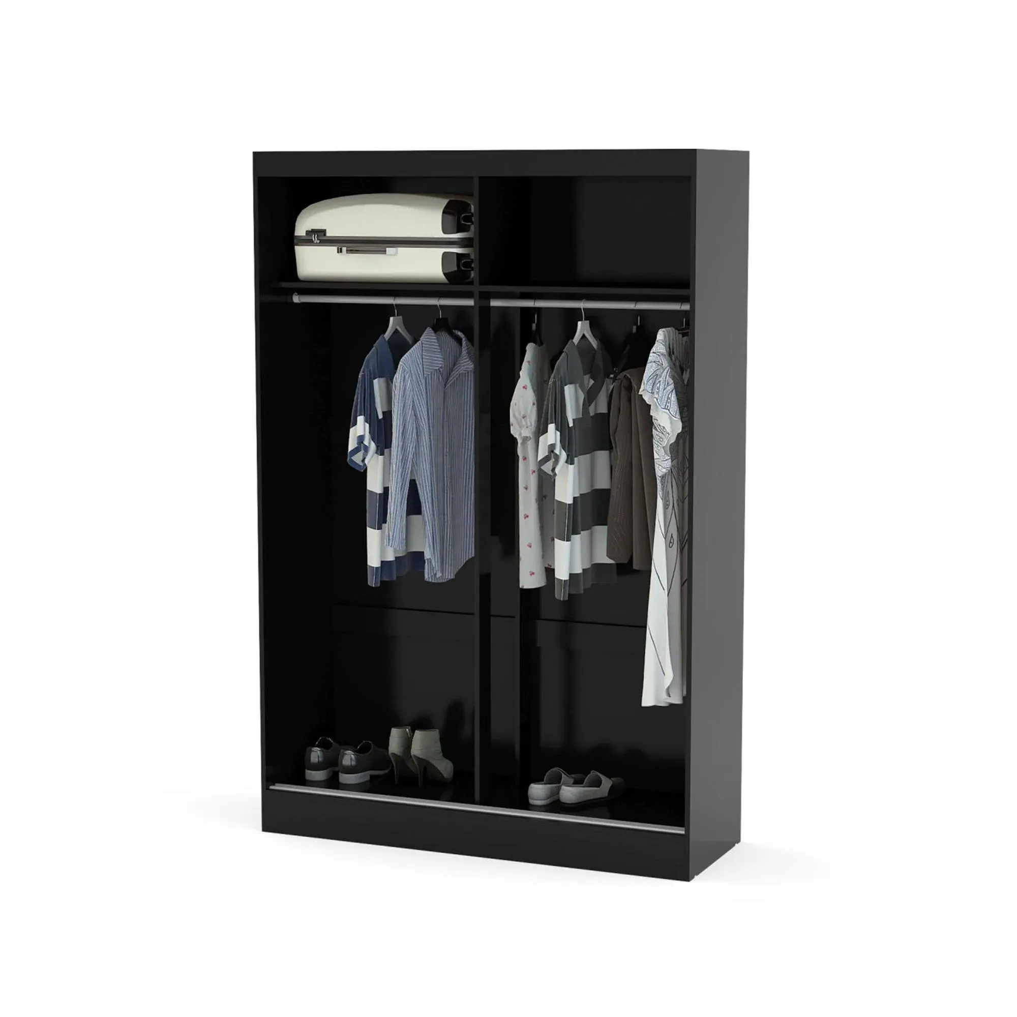 Lynx 2 Door Sliding Mirror Wardrobe - Black