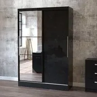 Lynx 2 Door Sliding Mirror Wardrobe - Black