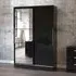 Lynx 2 Door Sliding Mirror Wardrobe - Black