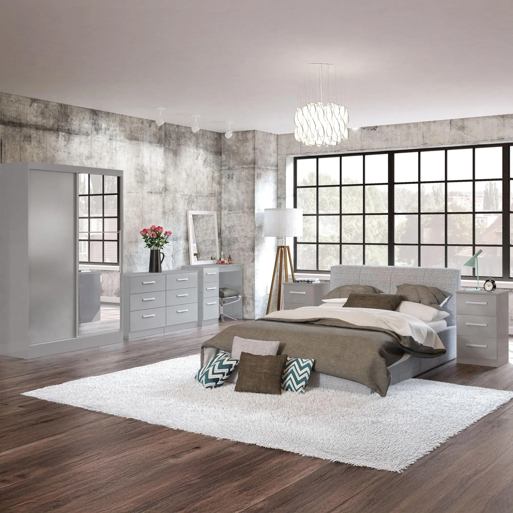 Lynx 2 Door Sliding Mirror Wardrobe - Grey