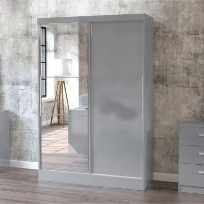 Lynx 2 Door Sliding Mirror Wardrobe - Grey