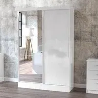 Lynx 2 Door Sliding Mirror Wardrobe - White